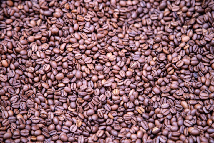 Close-up of freshly roasted coffee beans